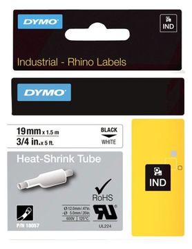 Dymo RhinoPRO Heat shrink tubing - Polyolefin - Schwarz auf Weiß - Rolle (1,9 cm x 1,5 m) von LumaTech