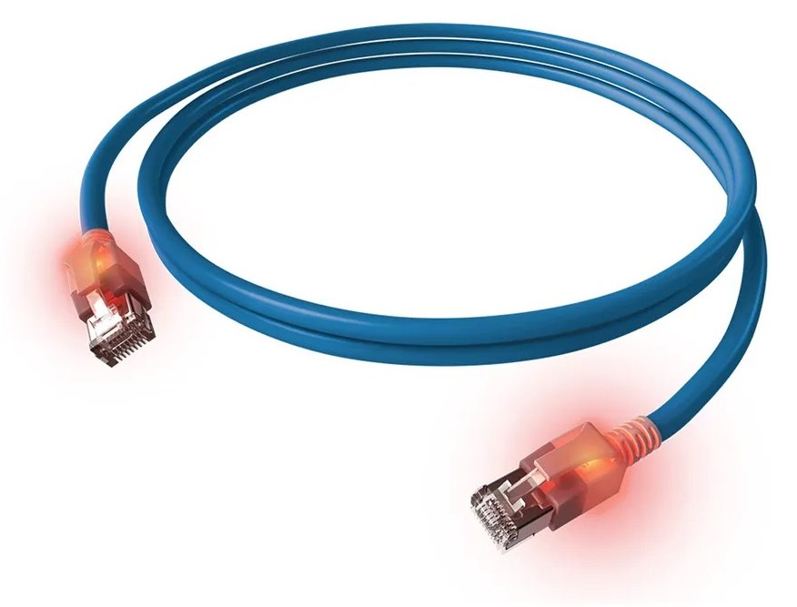 EasyLan saCon DualBoot LED Patchkabel S/FTP blau 7.50m Kat.6A - Kabel - Netzwerk