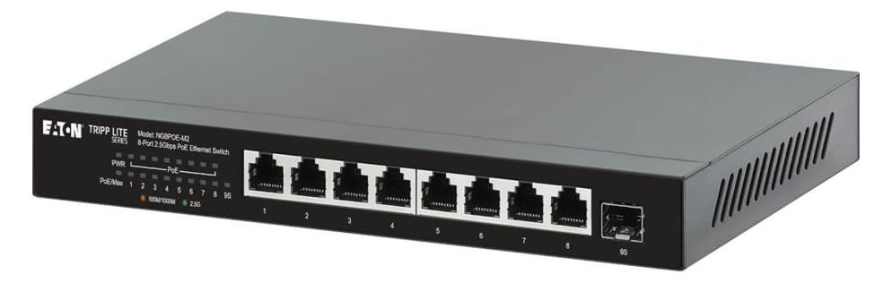 Eaton Tripp Lite series Desktop Gigabit Ethernet Unmanaged Switch, PoE+ Pass-Through 8-Port 2.5 Gbps 100W
