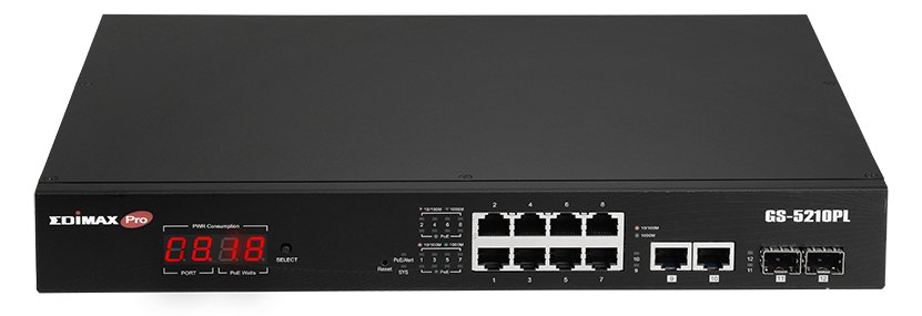 Edimax GS-5210PL - Switch - Smart - 10 x 10/100/1000 + 2 x Gigabit SFP (Uplink)