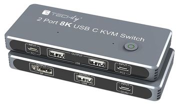 EFB Elektronik Techly KVM USB-C Switch 8K Displayport 1.4 2x USB-C 3x USB 2.0 - KVM-Umschalter - Thunderbolt 3 von LumaTech