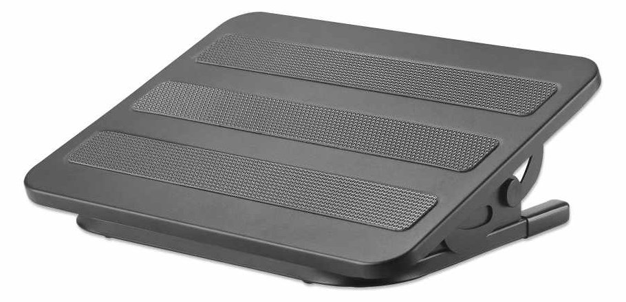 Manhattan Foot Rest, Under-Desk Comfort and Productivity Enhancer, Tilts 300 x 380mm, Rubberised Surface, Black