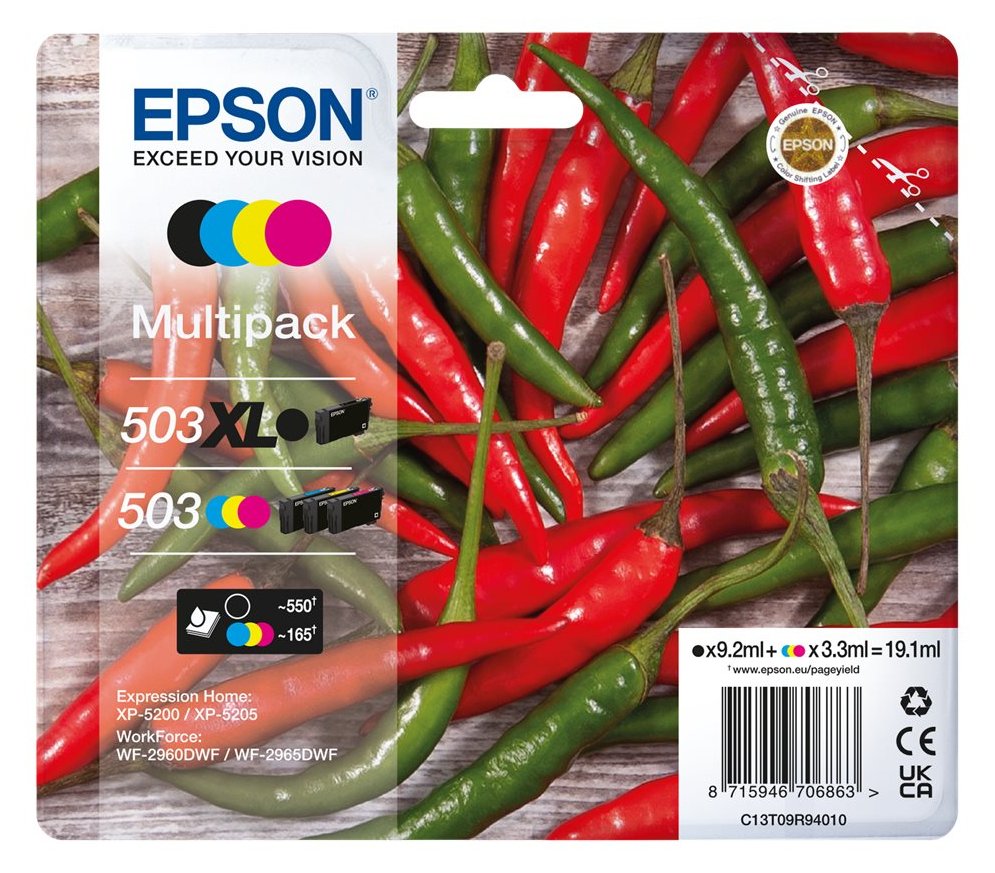 Epson 503XL Multipack - 4er-Pack - XL - Schwarz, Gelb, Cyan, Magenta
