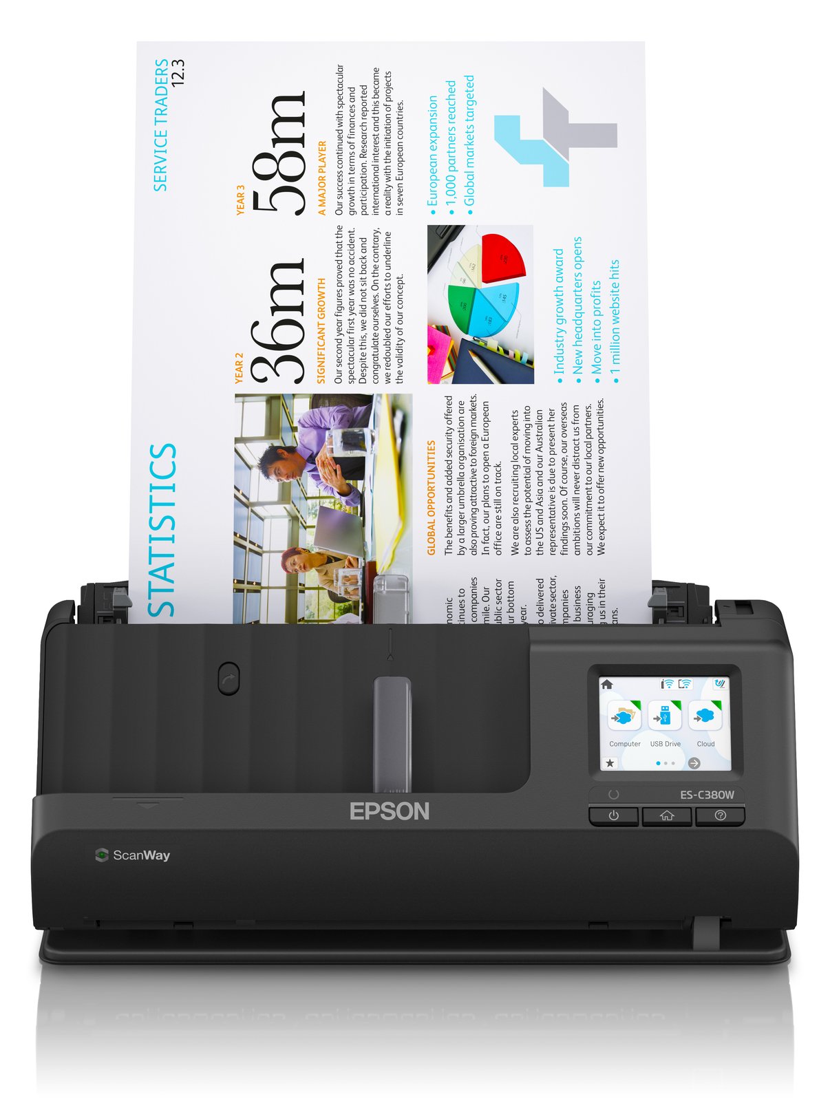 Epson ES-C380W - Einzelblatt-Scanner - Duplex - A4/Legal - 600 dpi x 600 dpi - automatischer Dokumenteneinzug