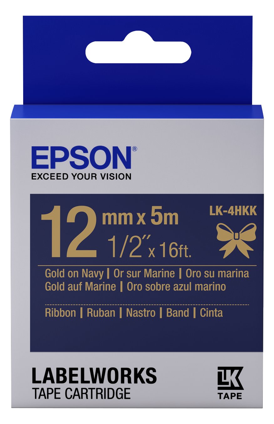 Epson LabelWorks LK-4HKK - Seidig - gold auf marineblau - Rolle (1,2 cm x 5 m)