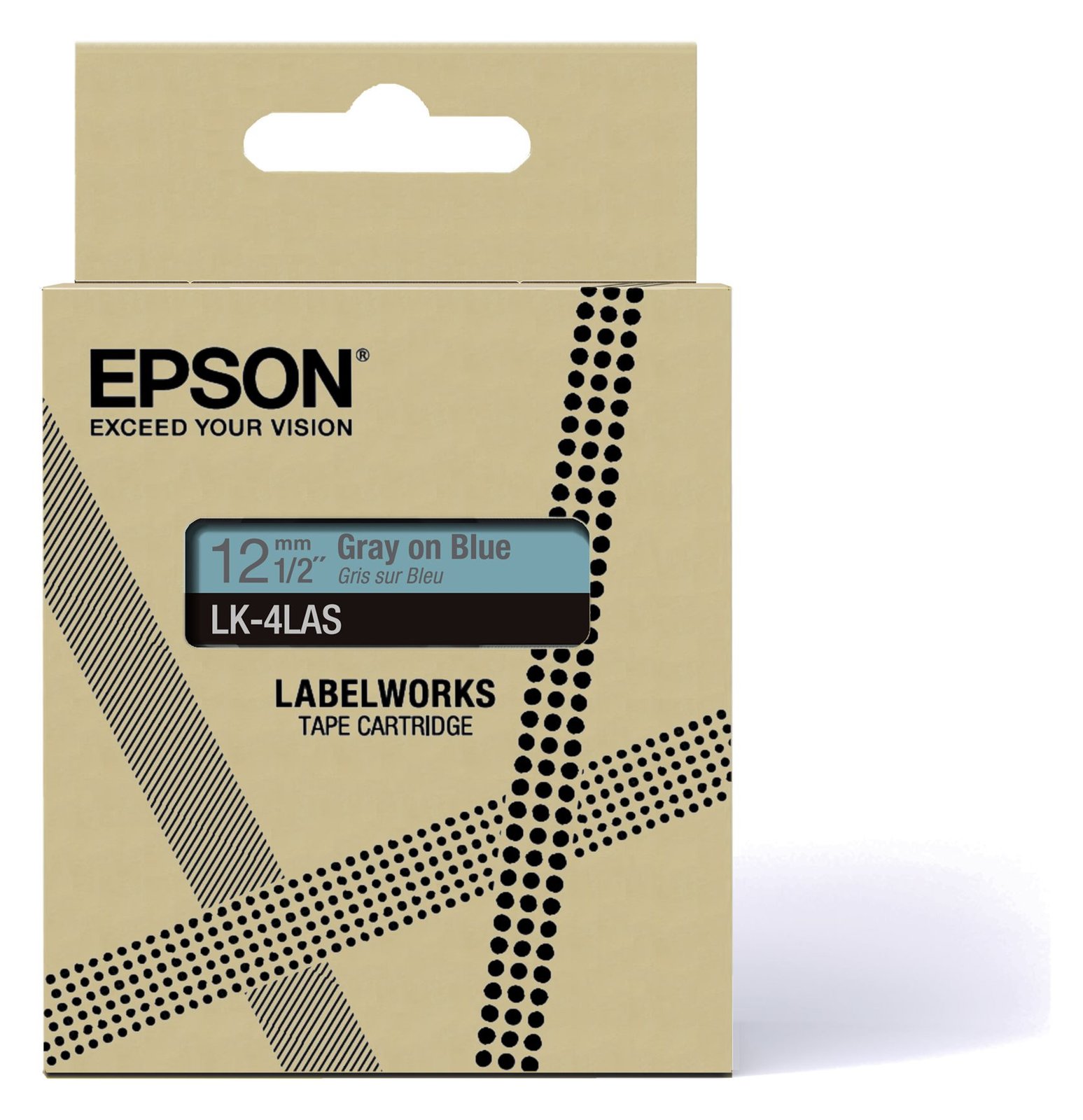 Epson LabelWorks LK-4LAS - Grau auf Blau - Rolle (1,2 cm x 8 m)