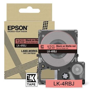 Epson LabelWorks LK-4RBJ - Schwarz auf Mattrot - Rolle (1,2 cm x 8 m) von LumaTech