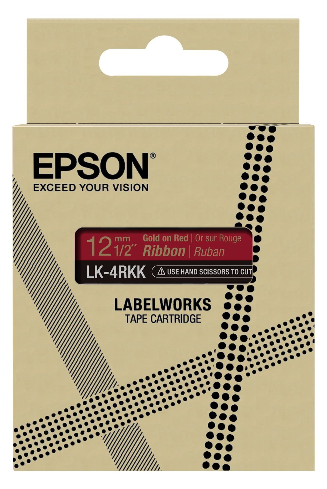 Epson LabelWorks LK-4RKK - Seidig - Gold auf Rot - Rolle (1,2 cm x 5 m)