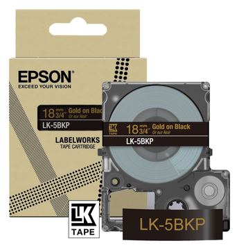 Epson LabelWorks LK-5BKP - Metallic - gold auf schwarz - Rolle (1,8 cm x 9 m) von LumaTech