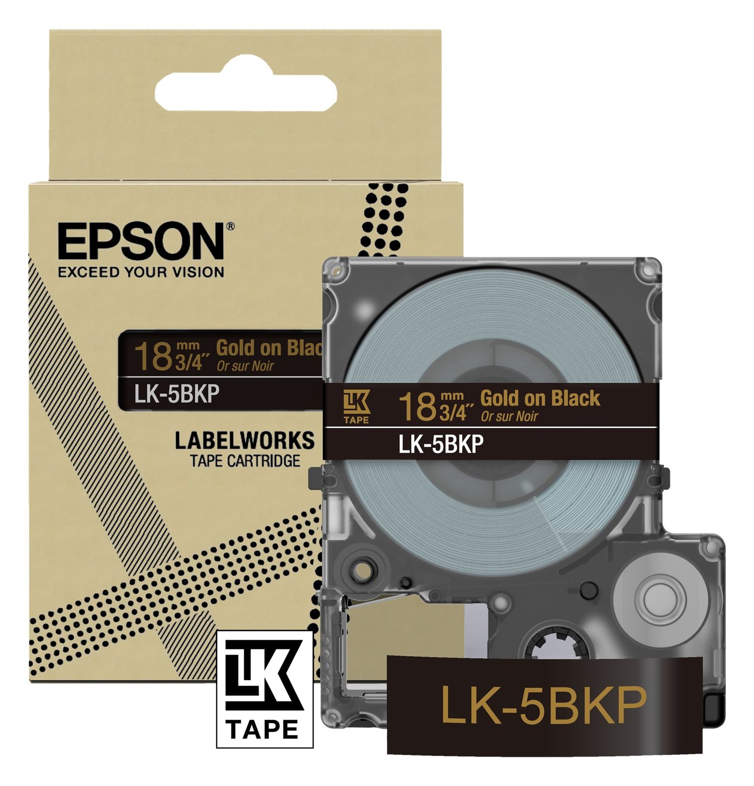 Epson LabelWorks LK-5BKP - Metallic - gold auf schwarz - Rolle (1,8 cm x 9 m)