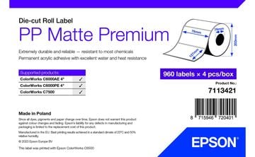 Epson Premium - Polypropylen (PP) - matt - permanenter Acrylklebstoff - 76 x 127 mm 3840 Etikett(en) (4 Rolle(n)
