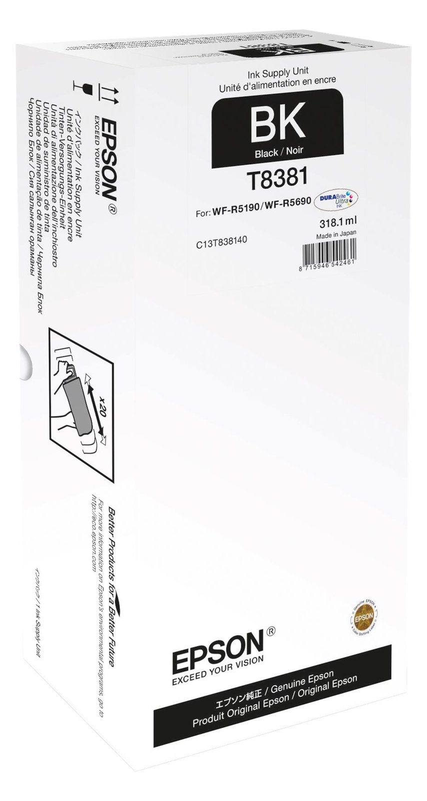 Epson T8381 - 318.1 ml - Schwarz - Original - Nachfülltinte
