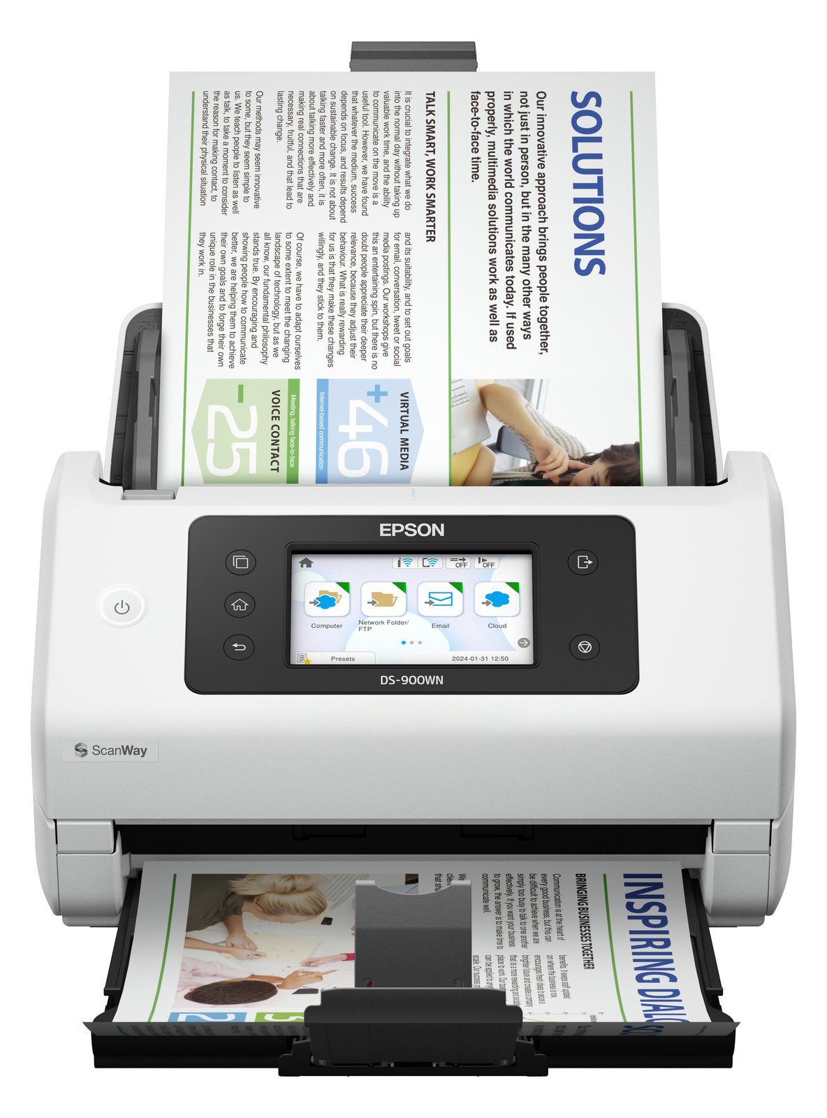 Epson WorkForce DS-900WN - Dokumentenscanner - Duplex - A4/Legal - 600 dpi x 600 dpi - bis zu 70 Seiten/Min. (einfarbig)