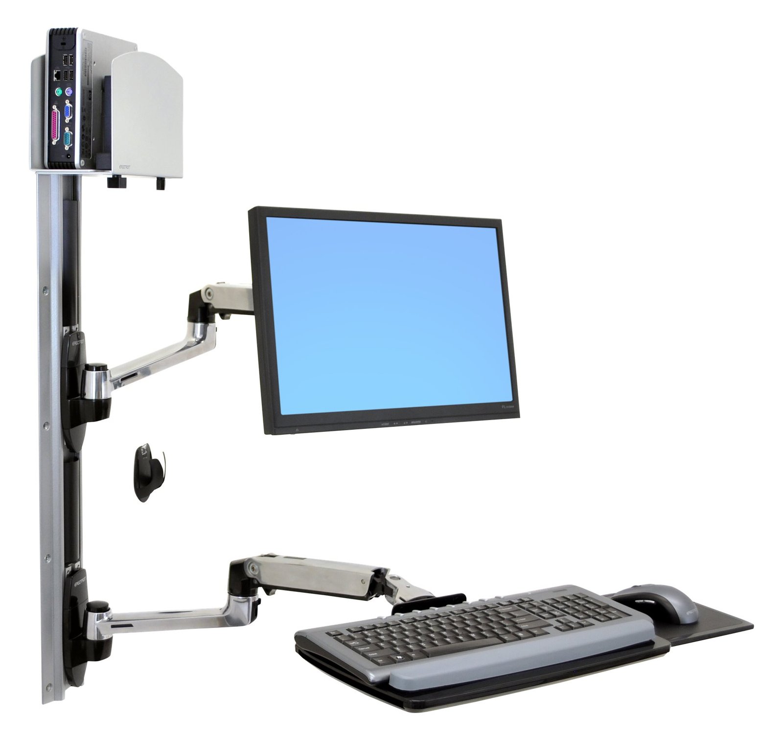 Ergotron LX Wall Mount System - Befestigungskit (Wandarm, Maushalterung, 2 Schienenabdeckungen, Tastaturarm