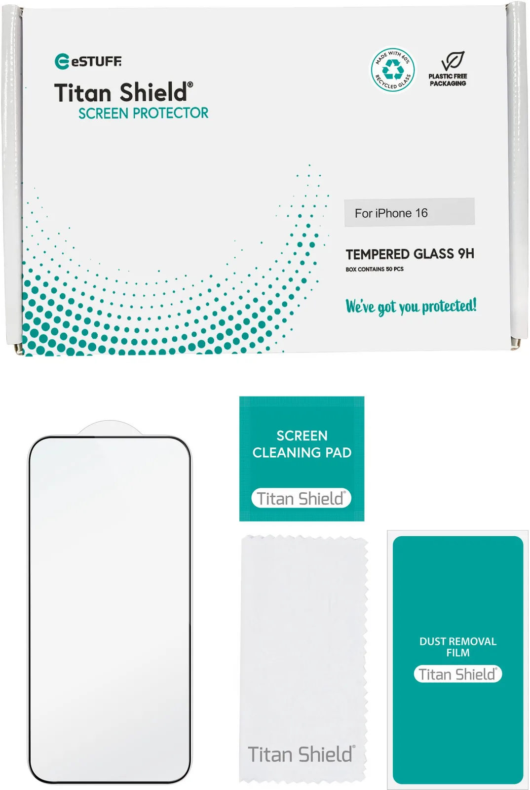 eSTUFF INFINITE GRS iPhone 16 Screen Protector. Full Cover, Ansicht 3