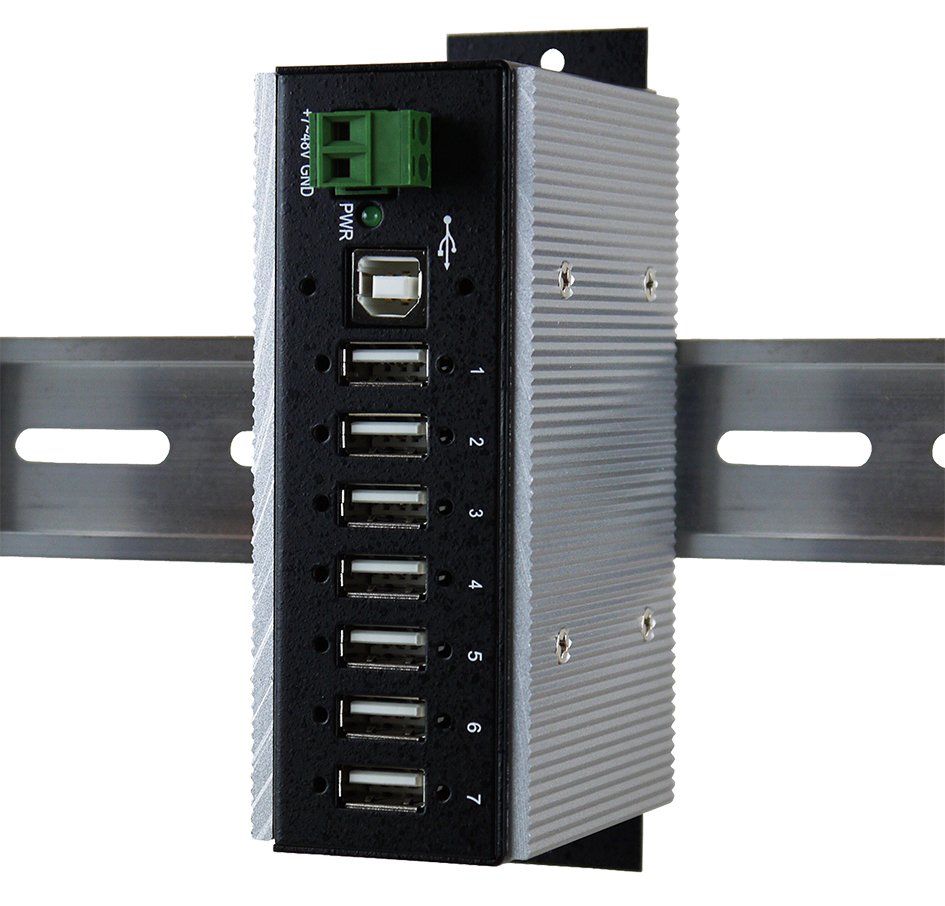 Exsys Ex 1177HMVS-WT - Hub - 7 x USB 2.0 - an DIN-Schiene montierbar
