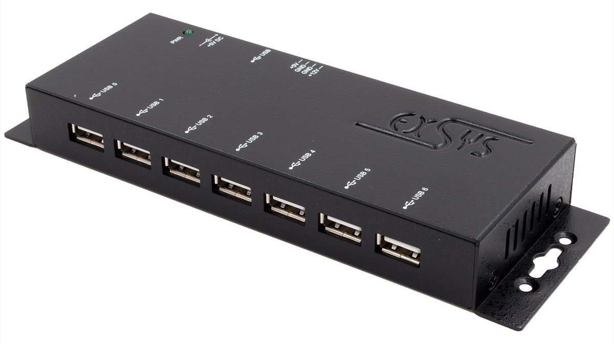 Exsys EX-1177-2S USB 2.0 Hub mit 7 Ports 15KV ESDÜberspannungs-Schutz - Kabel