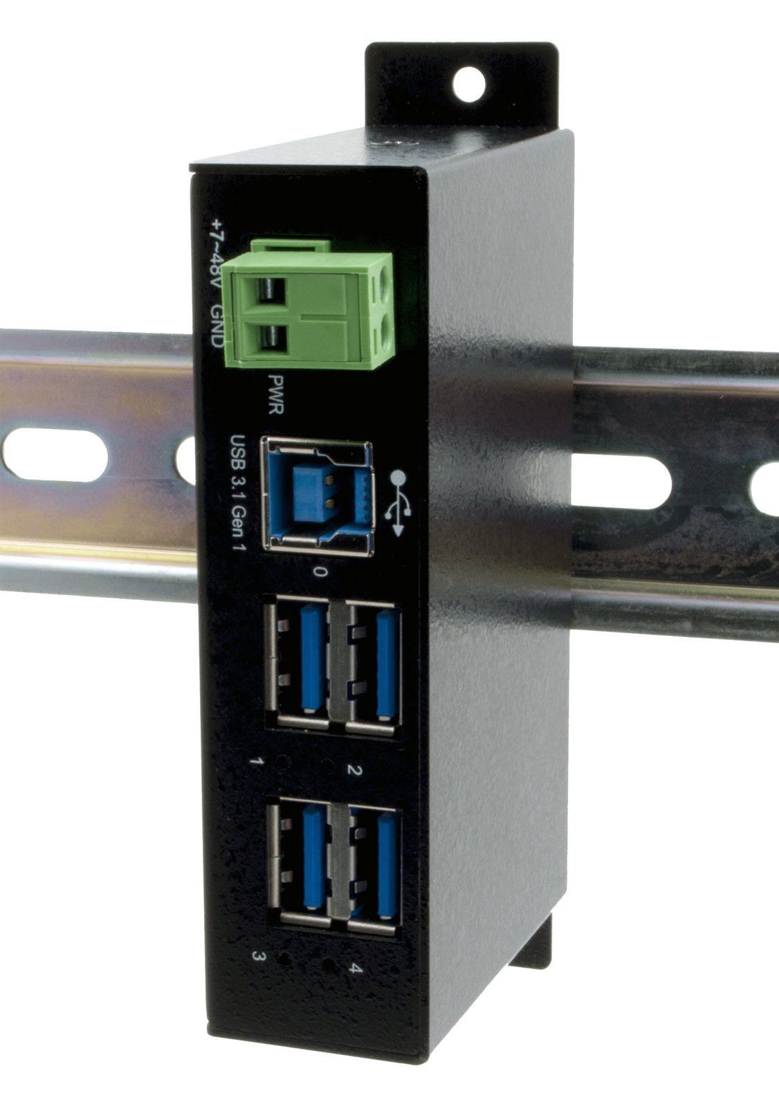 Exsys EX-1504HMS - USB 3.2 Gen 1 (3.1 Gen 1) Type-B - USB 3.2 Gen 1 (3.1 Gen 1) Type-A - 5000 Mbit/s - Schwarz - Metall