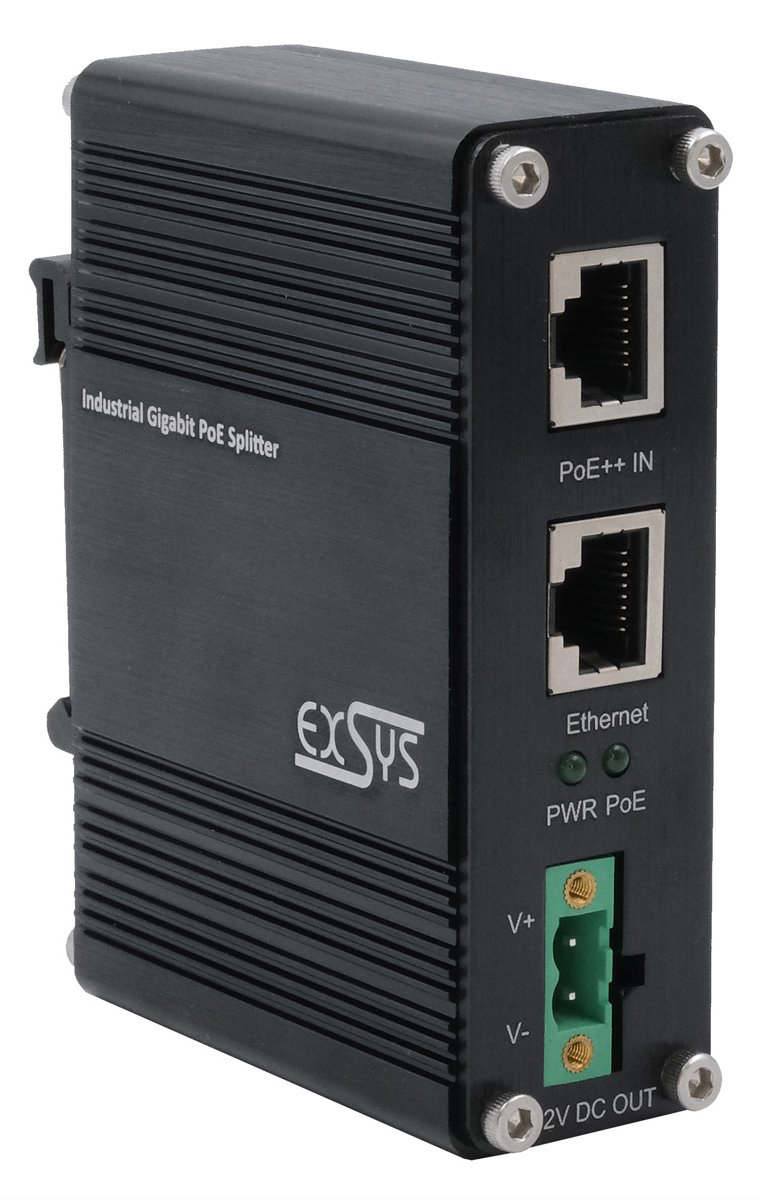 Exsys Industrie Ethernt PoE++ Splitter 802.3at 12VDC/36W 10/100/1000Mbps - Switch - 1 Gbps