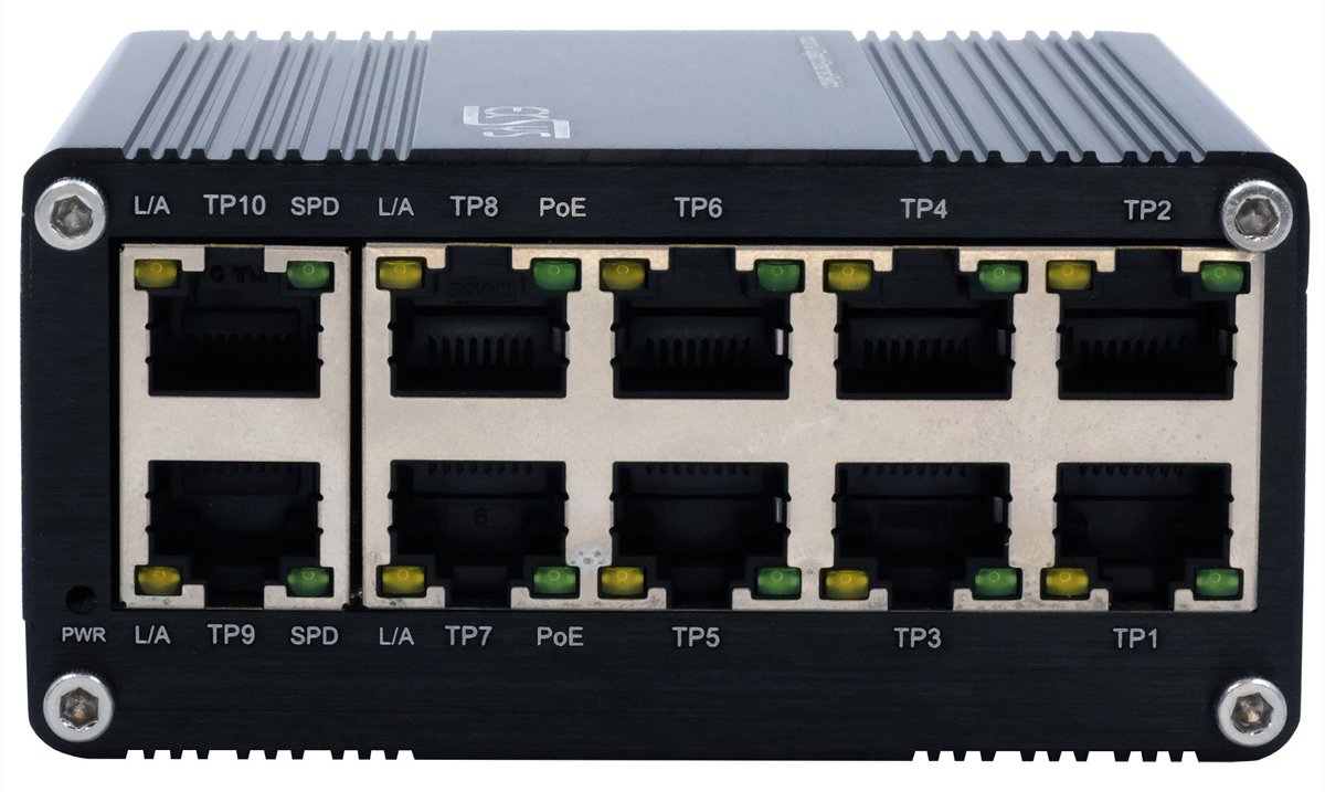 Exsys Switch 10Port Industrie Ethernet 8x10/100/1000Tx 2x48VDC-57VDC - Switch - 10-Port