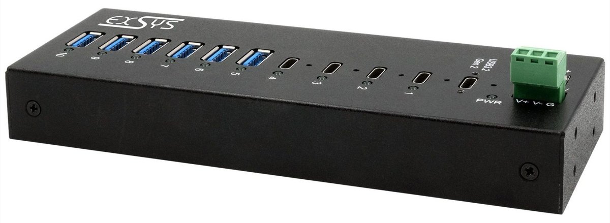Exsys USB 3.2 Gen 2 HUB 4xC und 6xA-Anschlüsse USB-Kabel