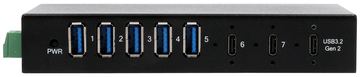 Exsys USB 3.2 Gen 2 HUB 7-Port 2xC und 5xA-Anschlüsse inkl.Netzteil von LumaTech
