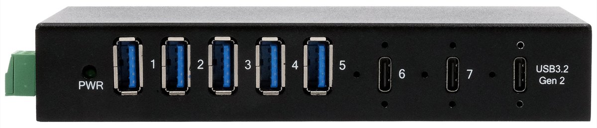 Exsys USB 3.2 Gen 2 HUB 7-Port 2xC und 5xA-Anschlüsse inkl.Netzteil