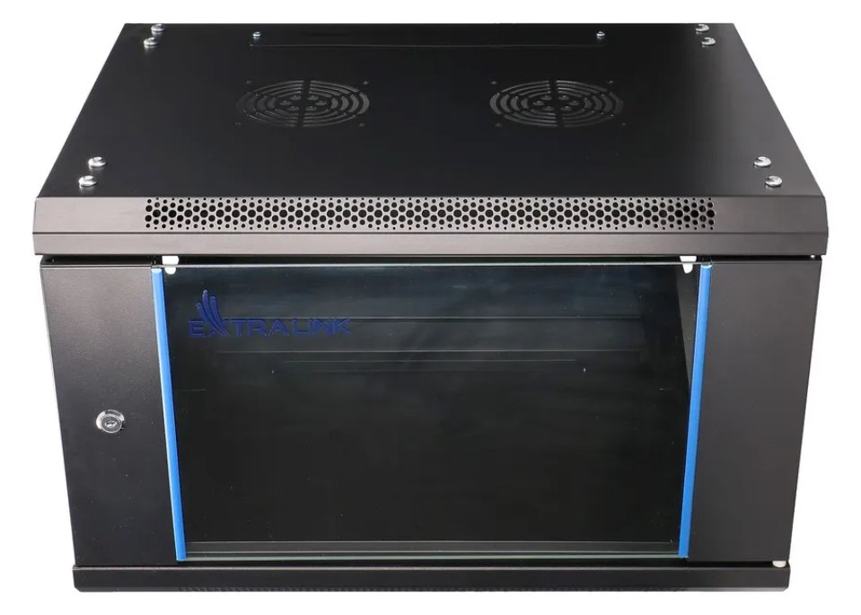 Extralink EX.7225 - Wandmontiertes Regal - 6U - 60 kg - Sperrschloss - Ablageschienen - Schwarz