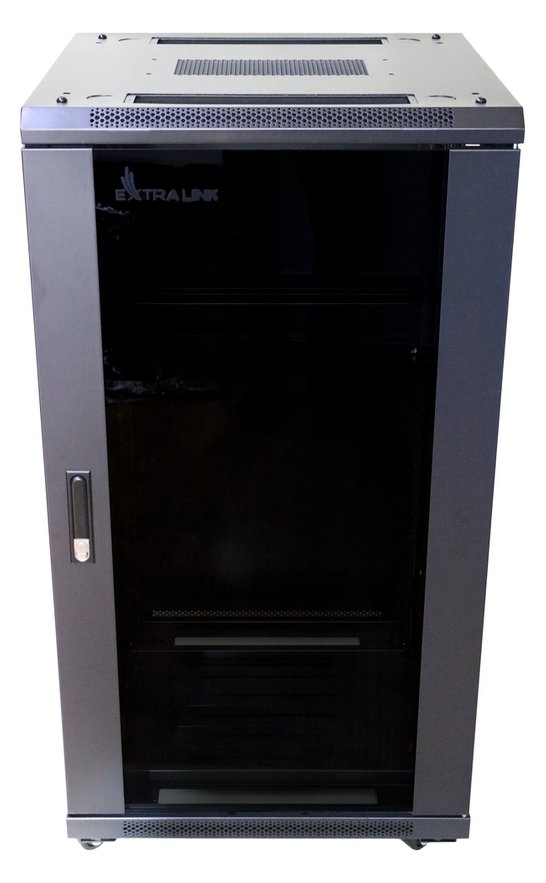 Extralink Rackmount-Schrank 22U 600x800 Schwarz stehend - 22U - 726 kg - Sperrschloss - Ablageschienen - Schwarz