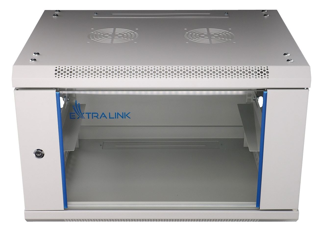 Extralink Rackmount-Schrank 6U 600x600 Grau Wandmontage - 30 kg - Sperrschloss - Ablageschienen - Grau