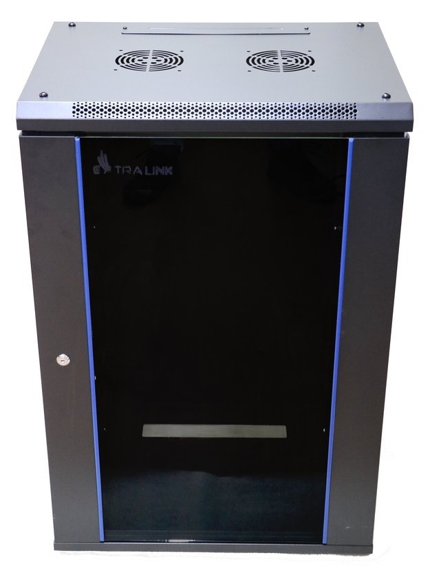 Extralink Rackschrank 18U 600x600 Schwarz Wandmontage - Wandmontiertes Regal - 18U - 60 kg - Sperrschloss - Schwarz