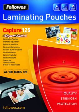 Fellowes Laminating Pouches SuperQuick Capture 125 micron - 125 Mikron - 100er-Pack - glänzend - durchsichtig - A4 von LumaTech