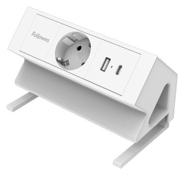 Fellowes Strommodul Schreibtisch 1xSteckdose USB-A USB-C wei von LumaTech