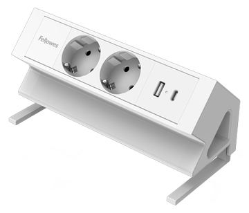 Fellowes Strommodul Schreibtisch 2xSteckdose USB-A USB-C wei von LumaTech