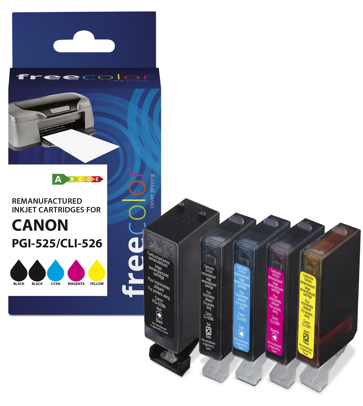 freecolor Patrone Canon PGI-525XL black+ CLI-526XL BK/C/M/Y remanufactured - Wiederaufbereitet - Kompatibel