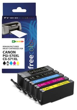 freecolor Patrone Canon PGI-570XL black+ CLI-571XL BK/C/M/Y remanufactured - Wiederaufbereitet - Kompatibel von LumaTech