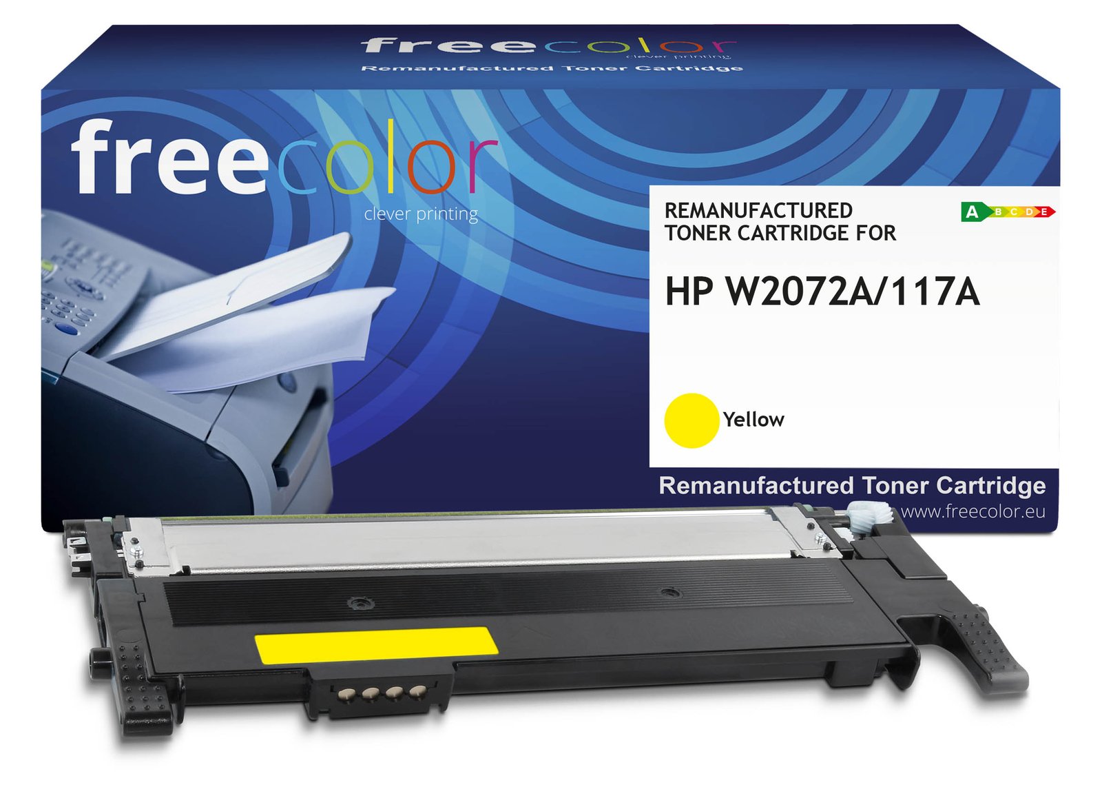 freecolor Toner HP 117A W2072A yellow remanufactured - Wiederaufbereitet - Kompatibel
