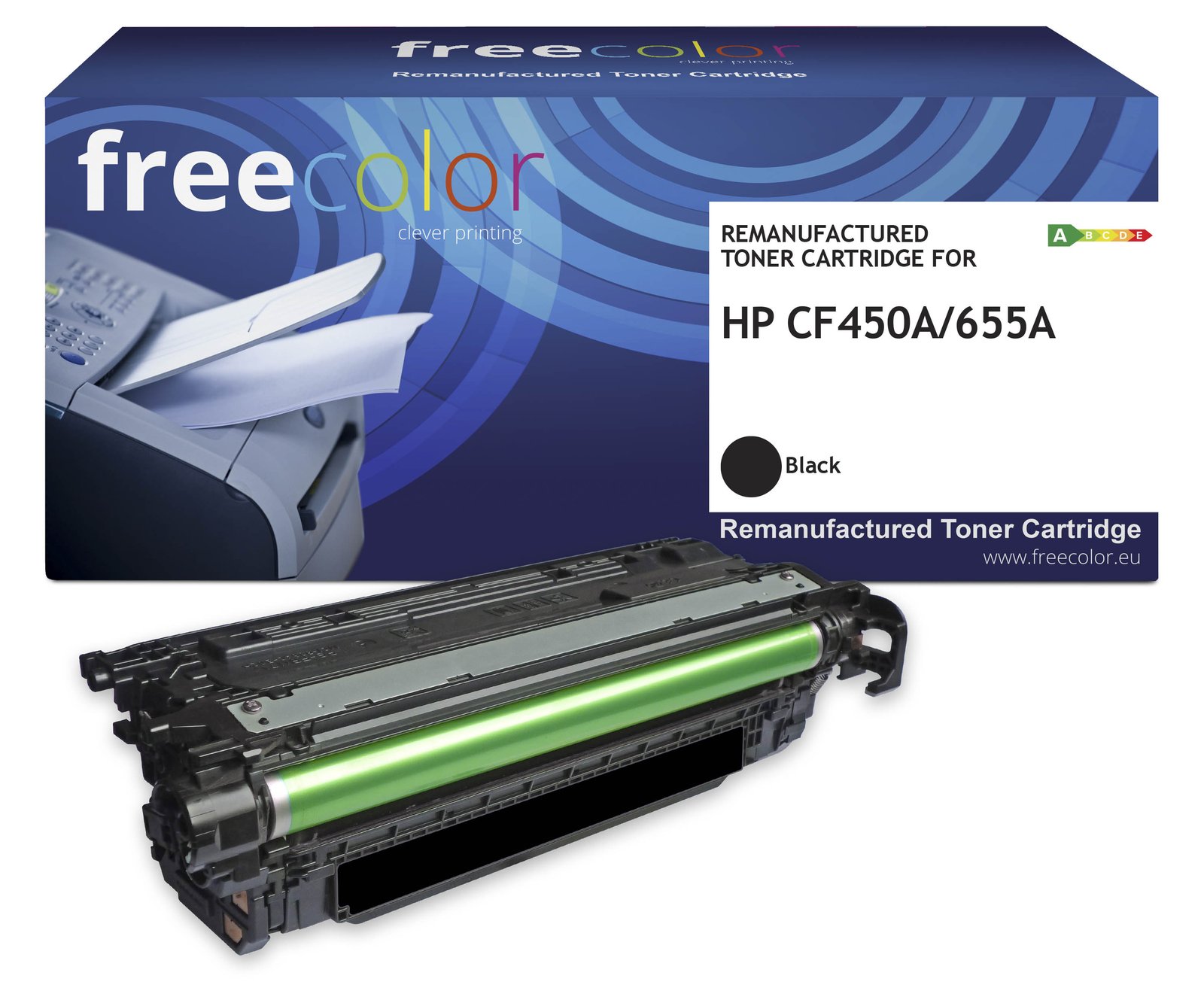 freecolor Toner HP 655A CF450A black remanufactured - Wiederaufbereitet - Kompatibel
