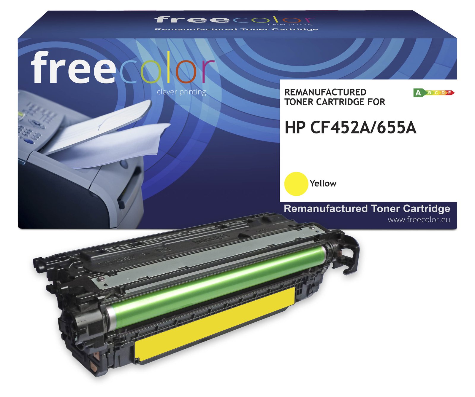 freecolor Toner HP 655A CF452A yellow remanufactured - Wiederaufbereitet - Kompatibel