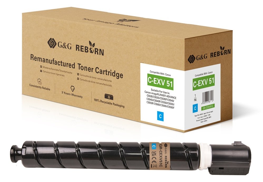 G&G | Ninestar Reborn-Toner kompatibel mit Canon C-EXV 51 0482C002 C - Kompatibel - Tonereinheit