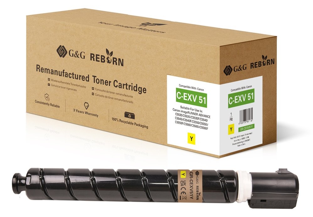 G&G | Ninestar Reborn-Toner kompatibel mit Canon C-EXV 51 0484C002 Y - Kompatibel - Tonereinheit