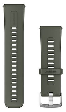 Garmin Ersatz-Armband Silikon Moosgrün mit Edelst Silber von LumaTech
