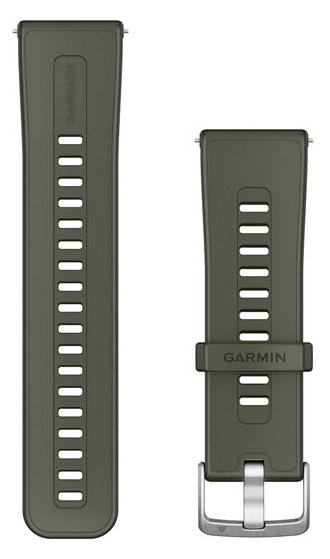 Garmin Ersatz-Armband Silikon Moosgrün mit Edelst Silber