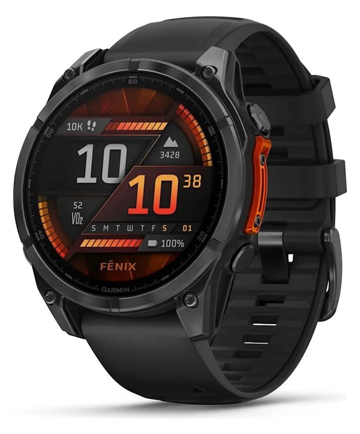 Garmin Fenix 8 - 47 mm - Slate Gray - Silikon - schwarz - Handgelenkgröße: 125-208 mm - Anzeige 3.556 cm (1.4)