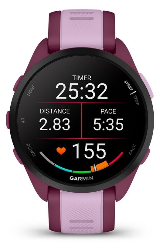 Garmin Forerunner 165 Music - Berry - Sportuhr mit Band - Flieder - Handgelenkgröße: 126-203 mm - Anzeige 3 cm (1.2)
