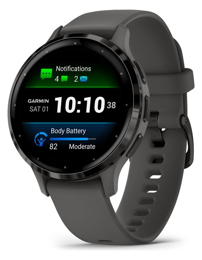 Garmin Venu 3S - 41 mm - Pebble Gray - intelligente Uhr mit Band - Silikon - Handgelenkgröße: 110-175 mm - Anzeige: 1.2