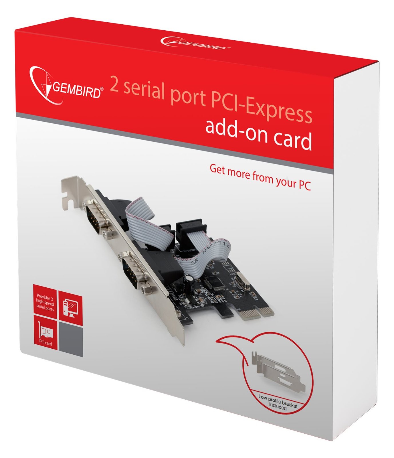 Gembird SPC-22 - PCIe - Seriell - Niedriges Profil - PCIe 1.1 - RS-232 - Schwarz