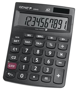 Genie 205 MD - Desktop - Einfacher Taschenrechner - 10 Ziffern - Batterie/Solar - Schwarz von LumaTech