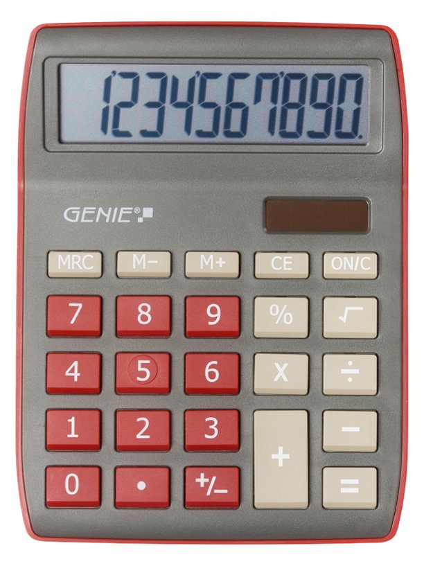 Genie 840 DR - Desktop - Display-Rechner - 10 Ziffern - Display klappbar - Batterie/Solar - Rot
