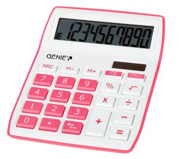 Genie Genius 840 - Desktop - Einfacher Taschenrechner - 10 Ziffern - 1 Zeilen - Batterie/Solar - Pink - Weiß von LumaTech